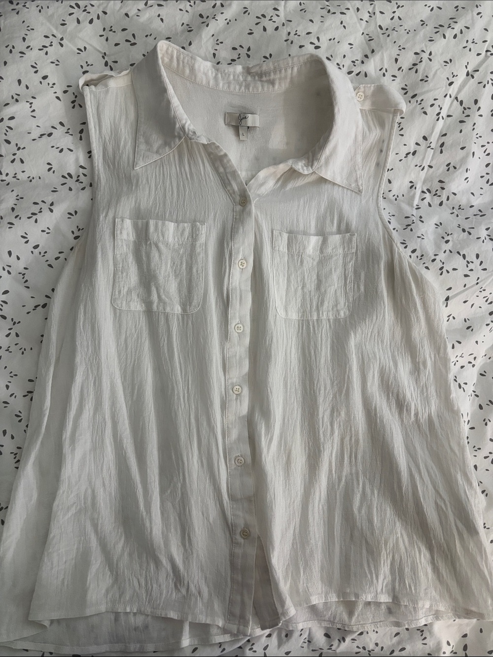 Joie White Sleeveless Button-Down Shirt